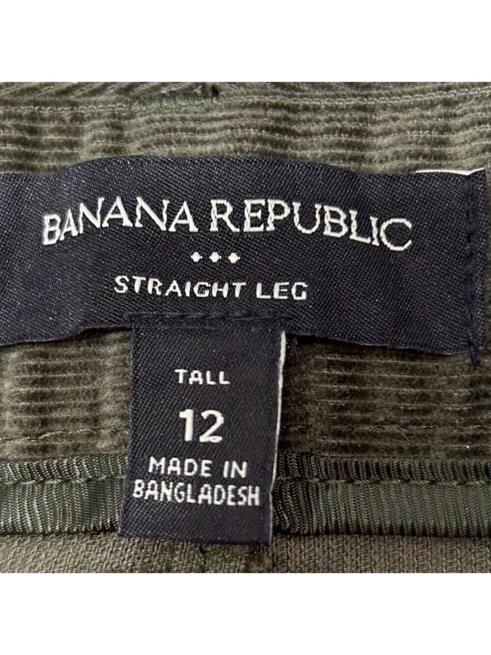 Banana Republic Womens Tall 12 Olive Green Corduroy Straight-Leg Pants - Picture 2 of 16